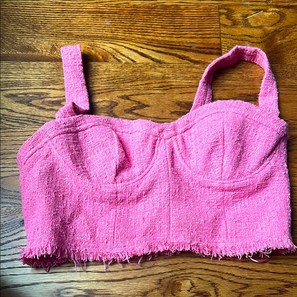 Pink Textured Crop Top